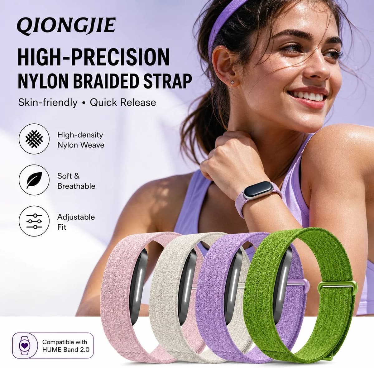 NONE Hume Band 2.0 Replacement Strap Women Sport Wristband Breathable Soft Sleep Fitness Tracker Band Comfortable Lightweight Wear