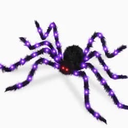 Halloween Riesen Spinne leuchtend Plüsch Gruselig Rote Augen Lila LED Beine Außen Party Deko Requisite