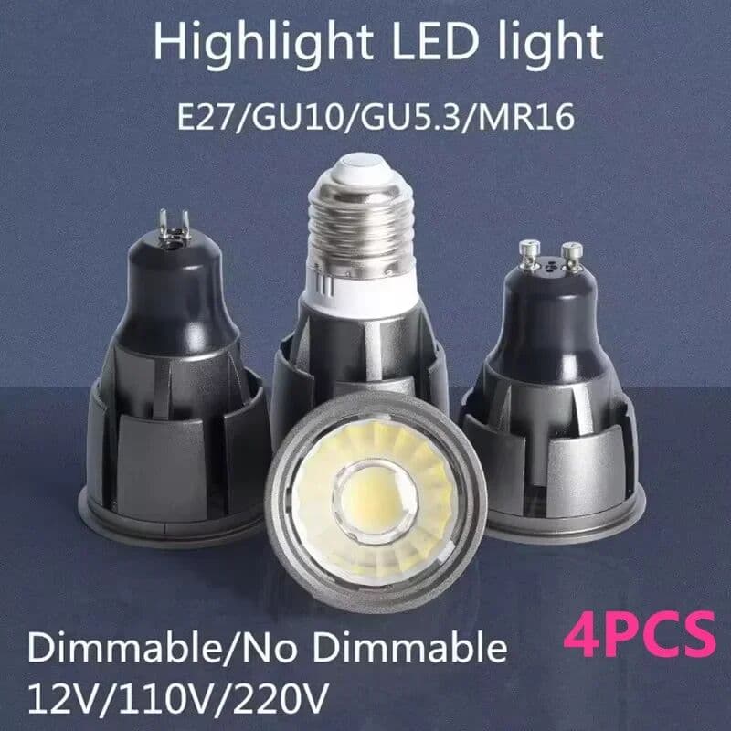 Dfiolk 4PCS  Super Bright Dimmable GU10 / GU5.3 / E27 / MR16 COB 6W 9W 12W LED Bulb Lamp 85-265V 12V Spotlight Warm White / Cold White