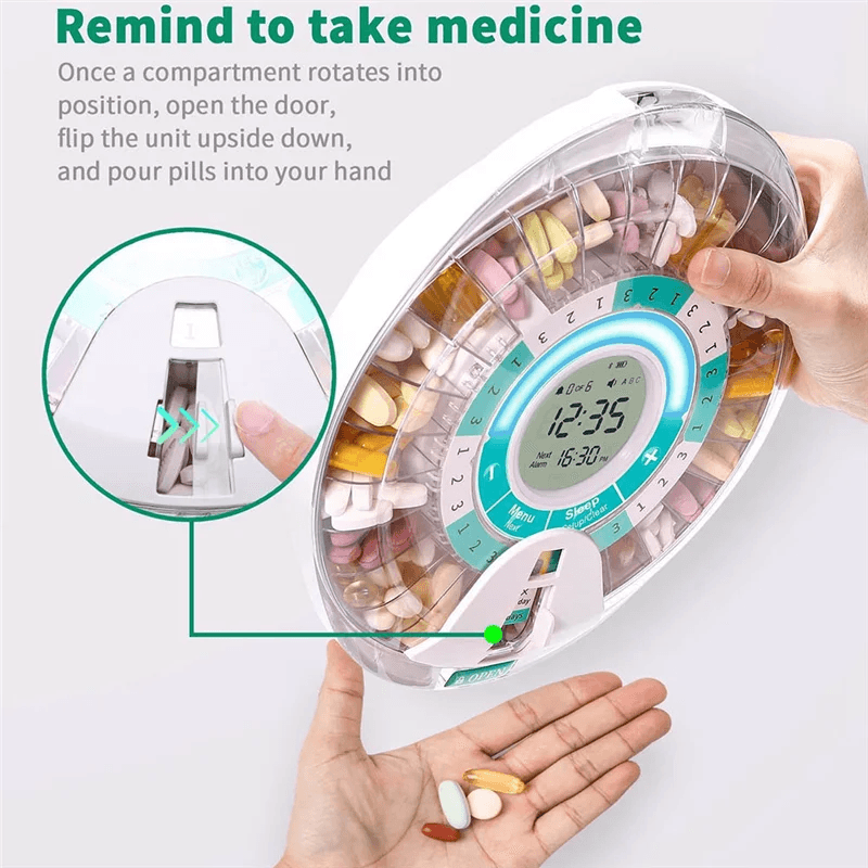 NONE ABKS-Alarm-Equipped Automatic Pill Dispenser For Elderly, 28-Day Electronic Locked Pill Box With Sound& Light Reminders