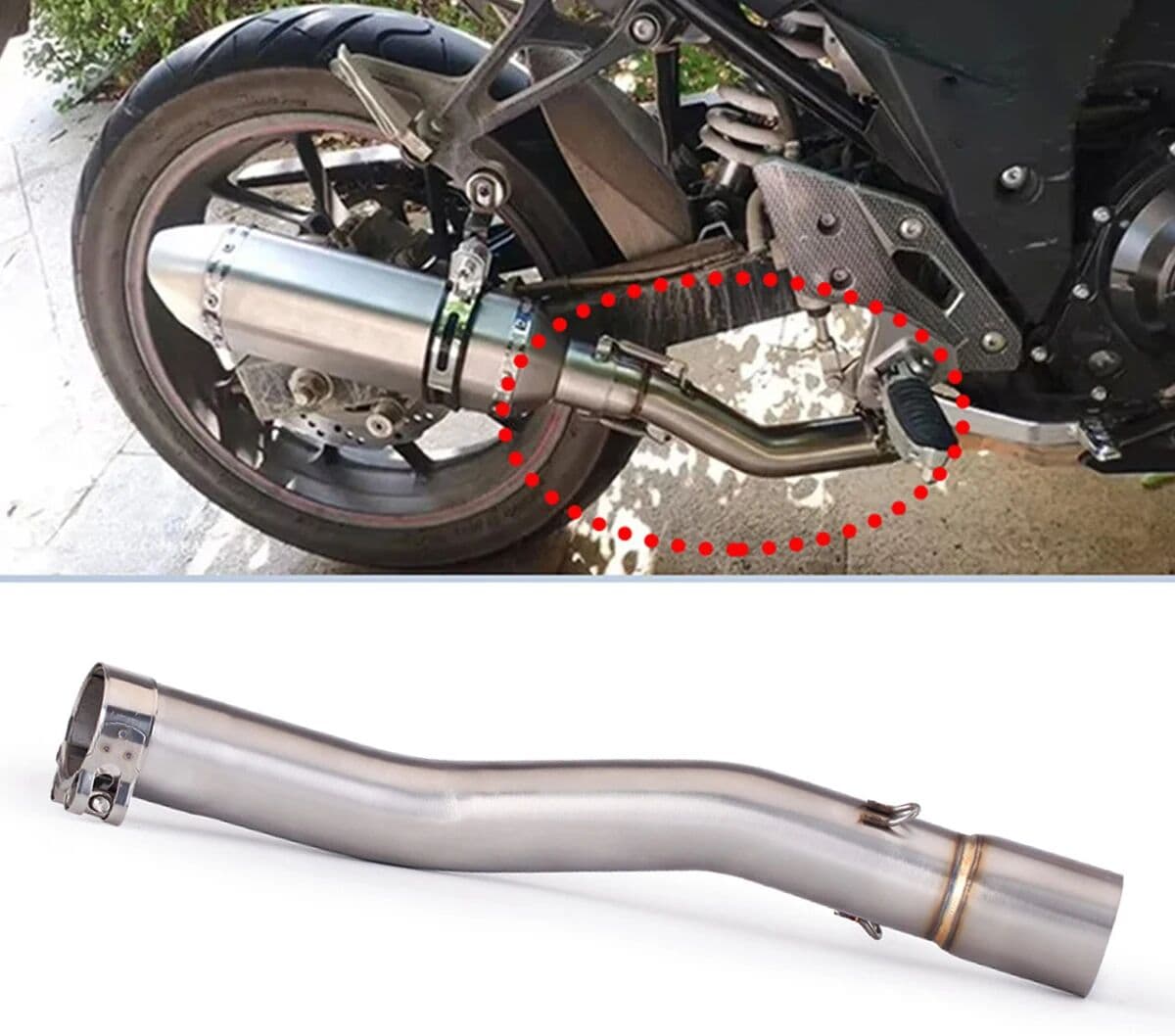 NONE Stainless Steel Motorcycle Exhaust Middle Link Pipe Slip On Modified Escape Connection Tube For VOGE 500 Series