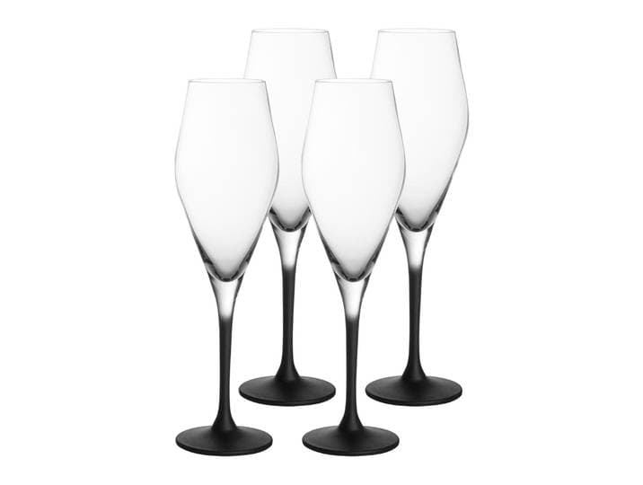 Champagnerglas VILLEROY & BOCH Champagnergläser Manufacture Rock 260 ml 4er Set schwarz-transparent , bunt (schwarz, transparent), Glas, Trinkgefäße, Champagnerglas