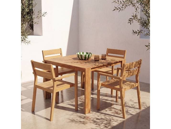 HABITAT - Table à manger carrée de jardin en teck massif - Naturel - Calvia