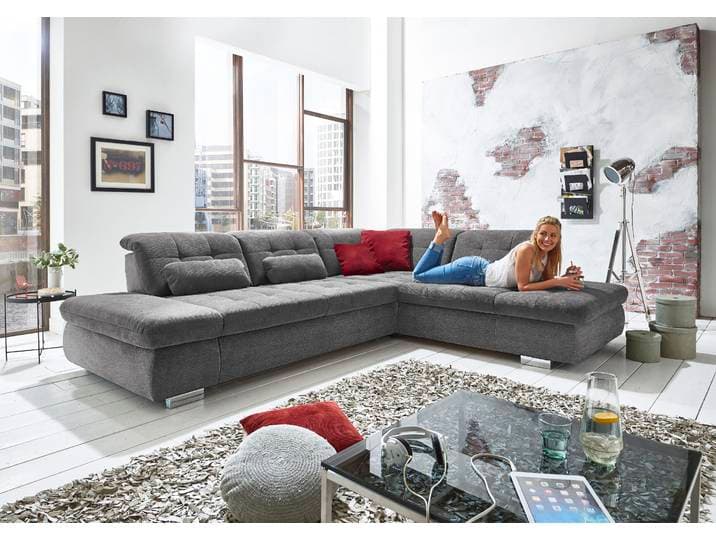Ecksofa DIE PLANBAR MP-IN17004 L-Form, Breite 323 cm, mit Federkern-Polsterung , grau, B:323cm H:84cm T:260cm, 100% Polyester, Sofas, Ecksofa, inkl. Sitztiefenverstellung, wahlweise weitere Funktionen