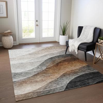 Addison Rugs Machine Washable Indoor/ Outdoor Ombre Waves Chantille Rug