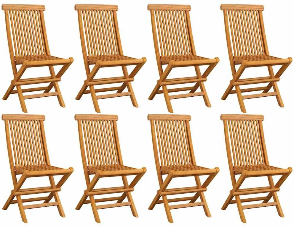 vidaXL Chaises pliantes 8 pièces en bois de teck massif