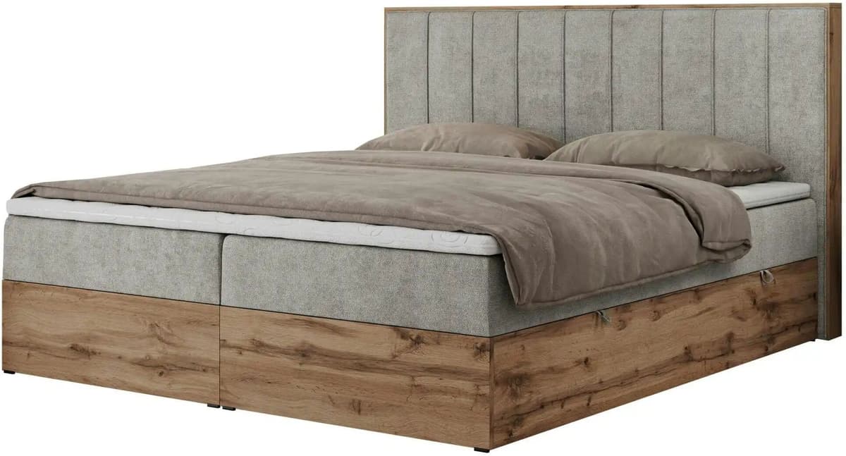 Höffner Boxbett mit Bettkasten Bellissimo ¦ grau ¦ Maße (cm): B: 208 H: 115