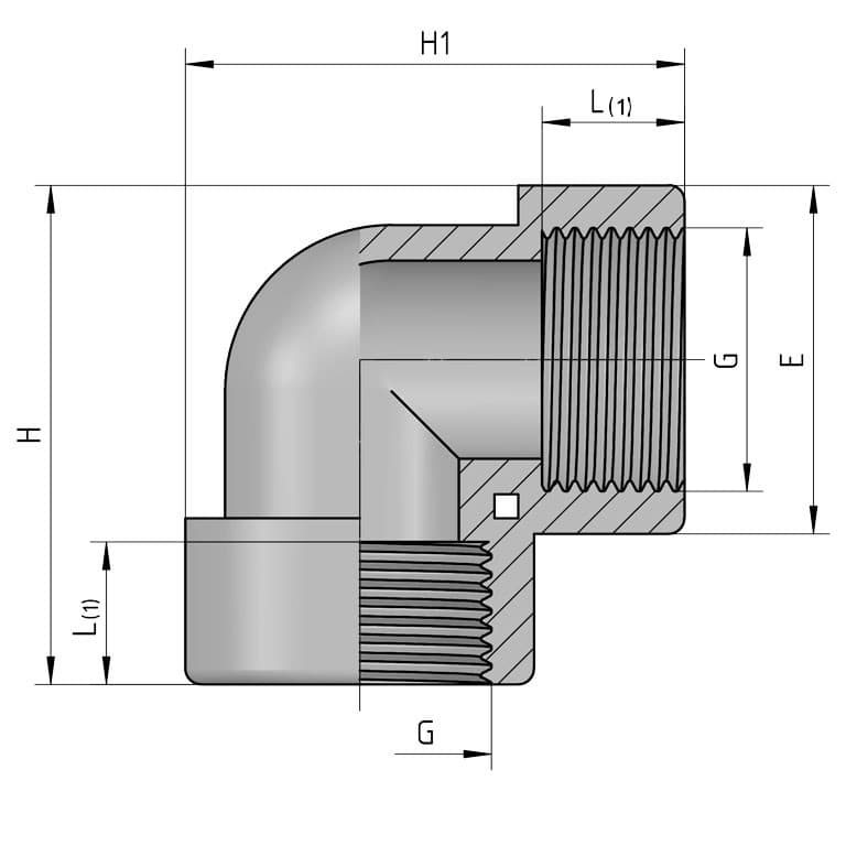 REKUBIK Winkel 90° 2x Innengewinde mit O-Ring 1 1/4" IG x 1 1/4" IG 311367