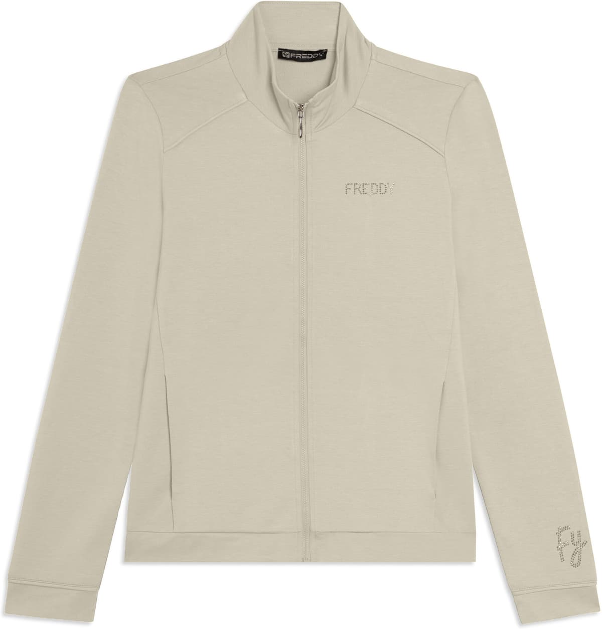 Freddy Felpa Zip e fondo asimmetrico con logo  in strass Egret Donna Small