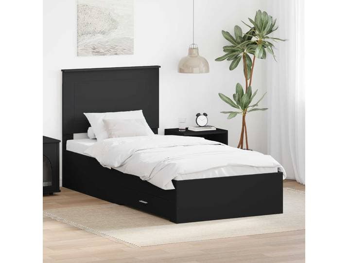 vidaXL Bettrahmen Schwarz und Silber 75 x 190 cm Holzwerkstoff