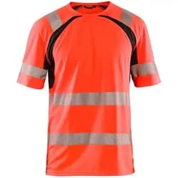 Warnschutz T-Shirt mit UV-Schutz "3397" - S - rot/schwarz