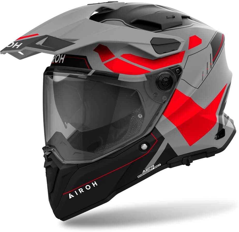 Casco Moto Adventure Airoh COMMANDER 2 REVEAL Rosso Fluo Opa taglia XS
